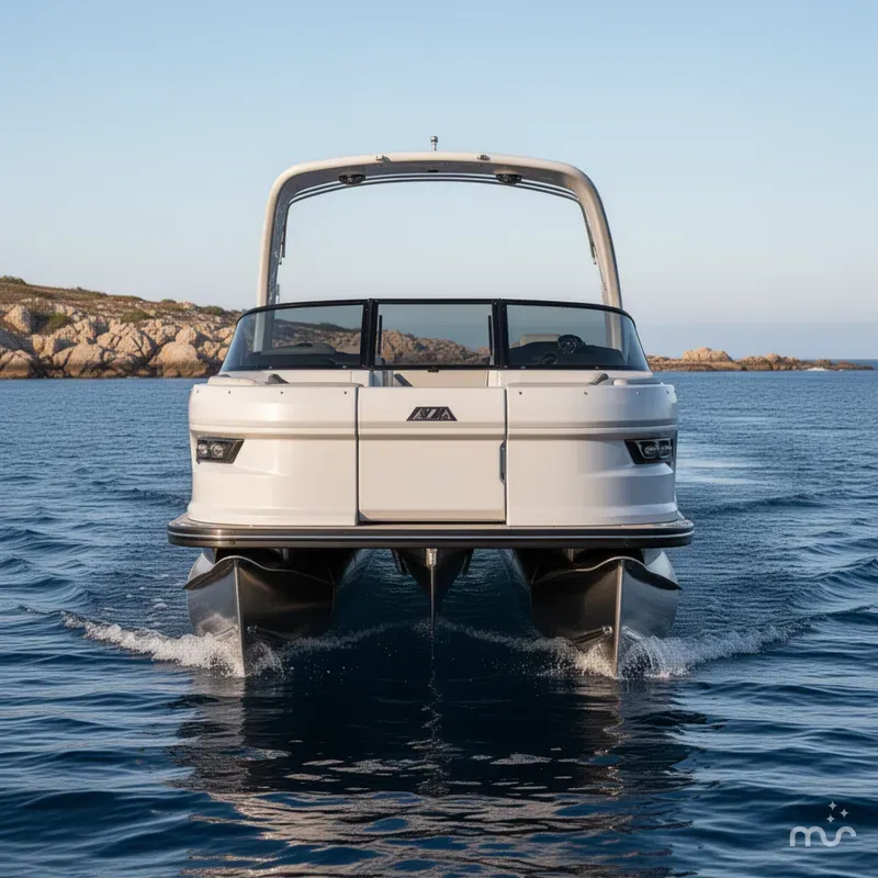 Slide: The Image of Avalon 27 FT Excalibur Elite Carbon Series Windshield w/ Twin 500HP Mercury's AND JOYSTICK CONTROLS!! 2027 - 1