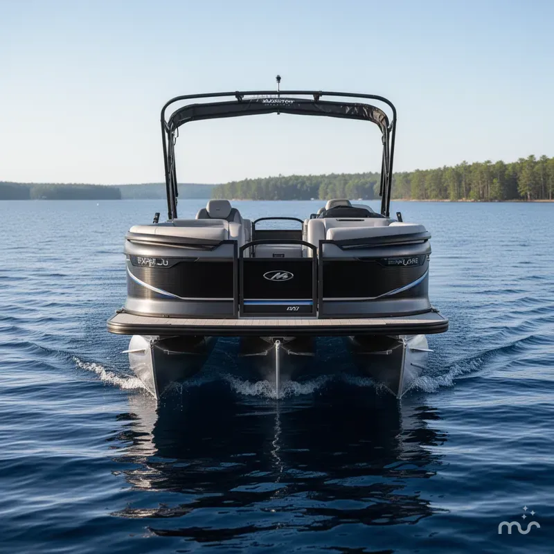 Slide: The Image of Manitou Explore 24 Max Navigator Dual Engine Tritoon 2025 - 1