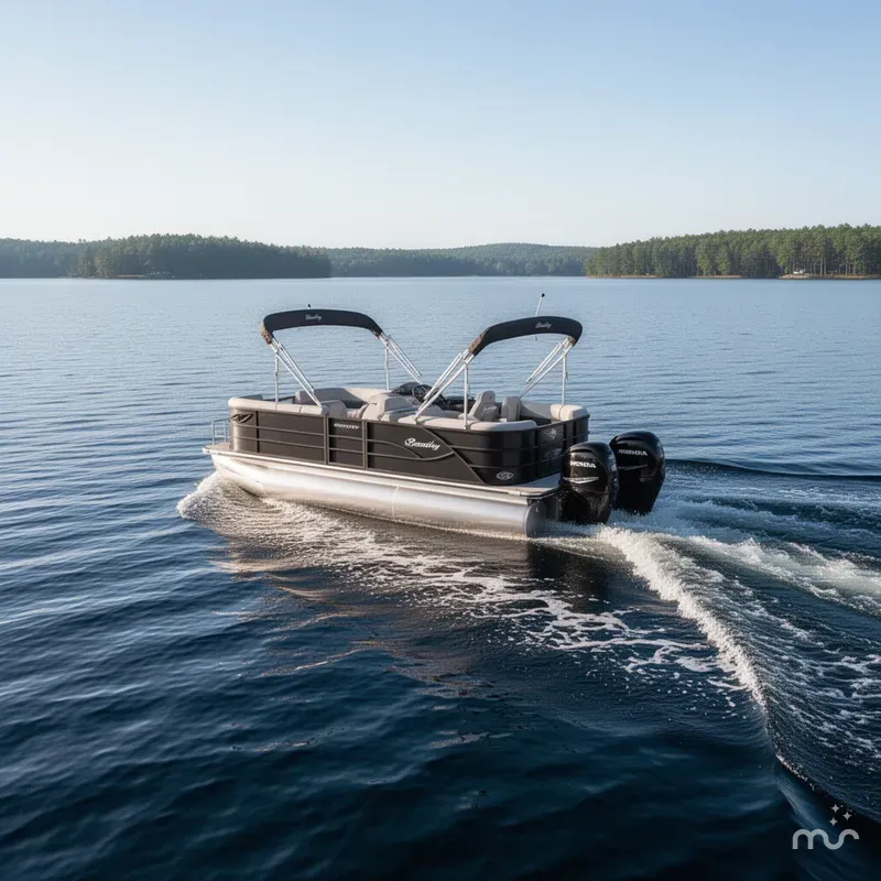 Slide: The Image of Bentley Pontoons Legacy 220 Navigator Quad Lounge & Honda 4-Stroke EFI 2026 - 2