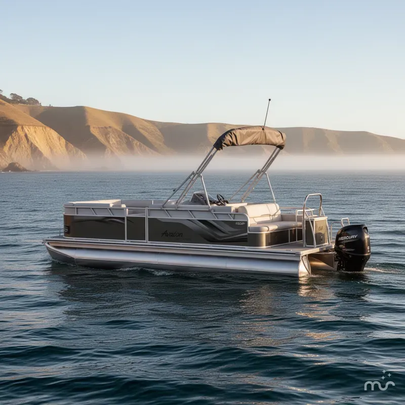 Slide: The Image of Avalon Venture 85 Versatile Rear Bench - 23 FT w/ 150HP Mercury! 2026 - 2
