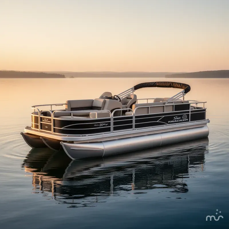 Slide: The Image of Sun Tracker FISHIN' BARGE 20 DLX Powered By A Mercury 90HP CT 2017 - 2