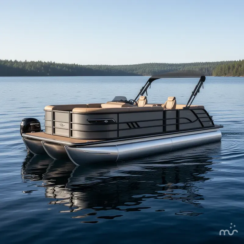 Slide: The Image of Bentley Pontoons Elite 300HP Admiral 253 Quad Lounge Tritoon 2026 - 2