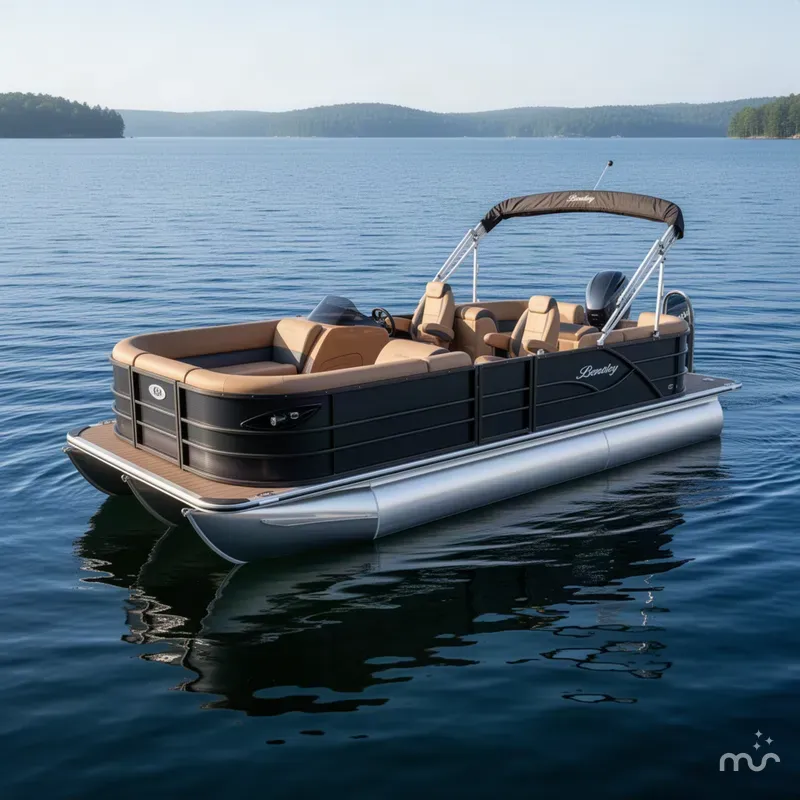 Slide: The Image of Bentley Pontoons Legacy 220 Navigator Quad Lounge & Honda 4-Stroke EFI 2026 - 2