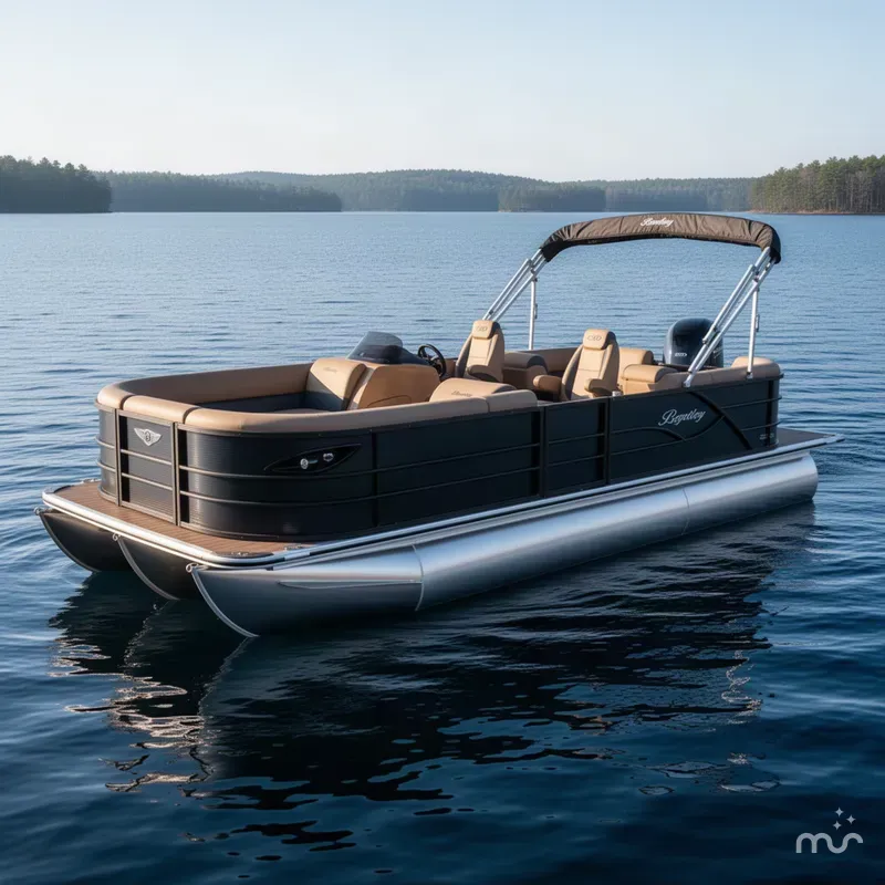 Slide: The Image of Bentley Pontoons Legacy 220 Navigator Quad Lounge & Honda 4-Stroke EFI 2026 - 2