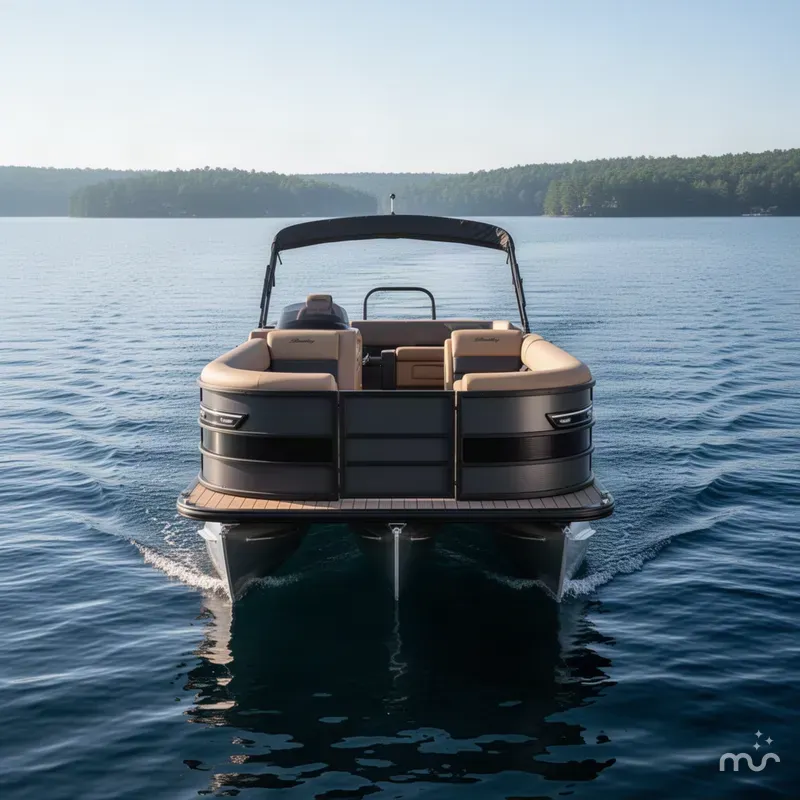 Slide: The Image of Bentley Pontoons Elite 300HP 253 Swingback Tritoon 2027 - 1