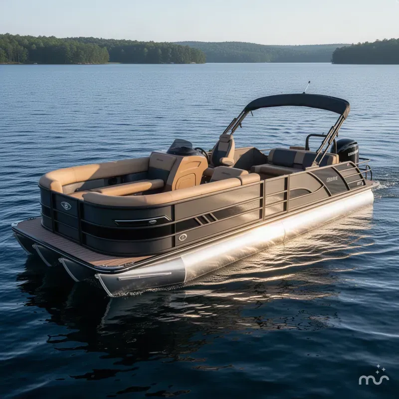 Slide: The Image of Bentley Pontoons Elite 300HP 253 Swingback Tritoon 2027 - 2