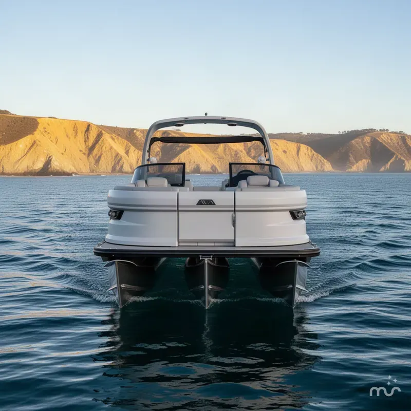 Slide: The Image of Avalon Excalibur Carbon Series Quad Lounge Windshield - 27 FT w/ Twin 425HP Mercury V10's! 2026 - 2