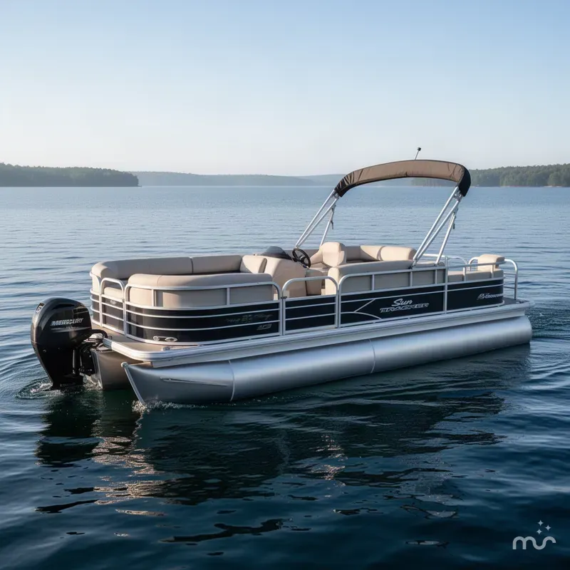 Slide: The Image of Sun Tracker Party Barge 22 DLX XP3 Tritoon & 150HP Mercury 4Stroke 2016 - 1