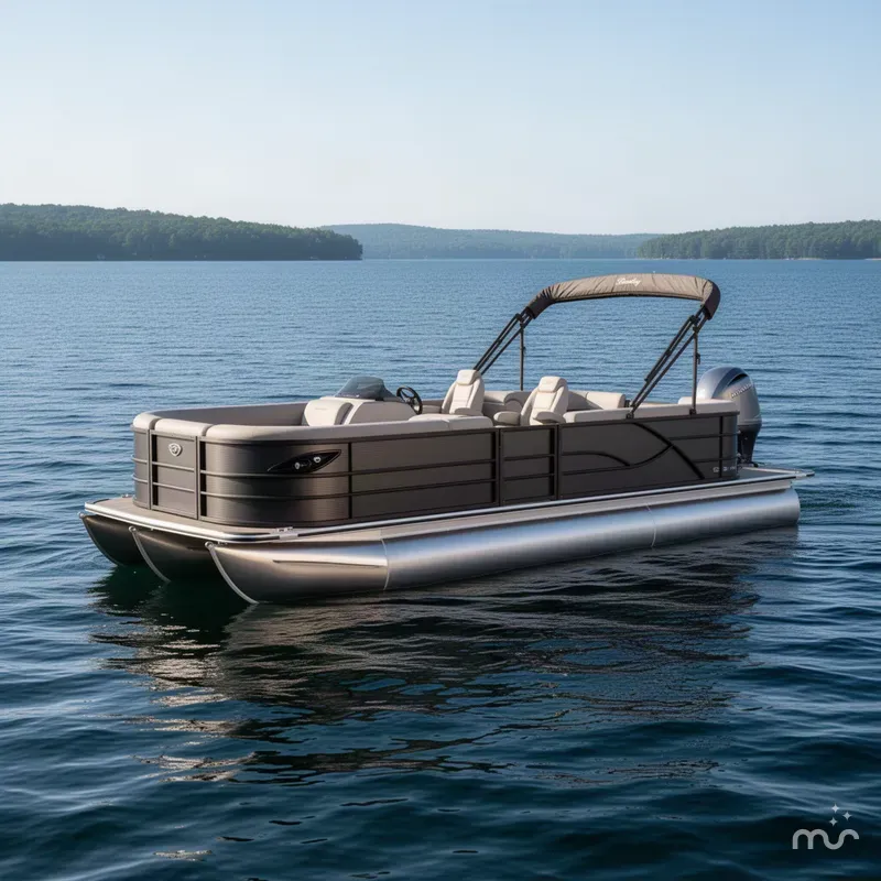 Slide: The Image of Bentley Pontoons Legacy 220 Navigator Quad Lounge & Honda 4-Stroke EFI 2027 - 2