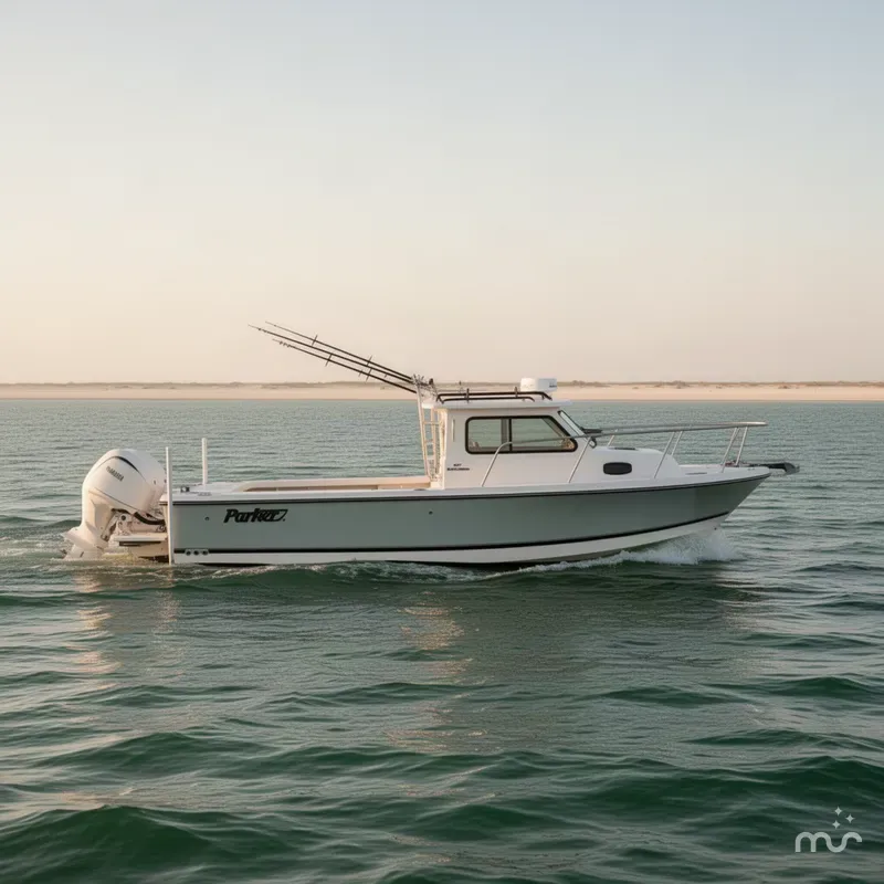 Slide: The Image of Parker Marine 247 Explorer TWIN 150S-AC IN CAB-OUTRIGGERS-ROOF RACK 2027 - 2