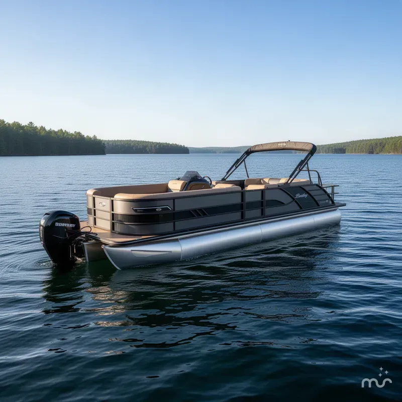 Slide: The Image of Bentley Pontoons Elite 350HP 253 Swingback Tritoon 2026 - 2