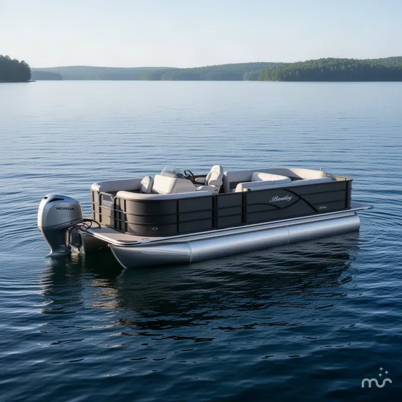 Slide: The Image of Bentley Pontoons Fish 200 4PT Quad Fish Pontoon & Honda 4-Stroke EFI 2027 - 2
