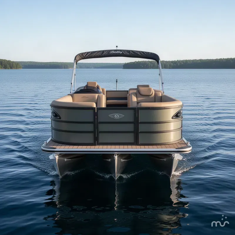 Slide: The Image of Bentley Pontoons Legacy 200HP 223 Navigator DL Quad Lounge Tritoon 2026 - 1