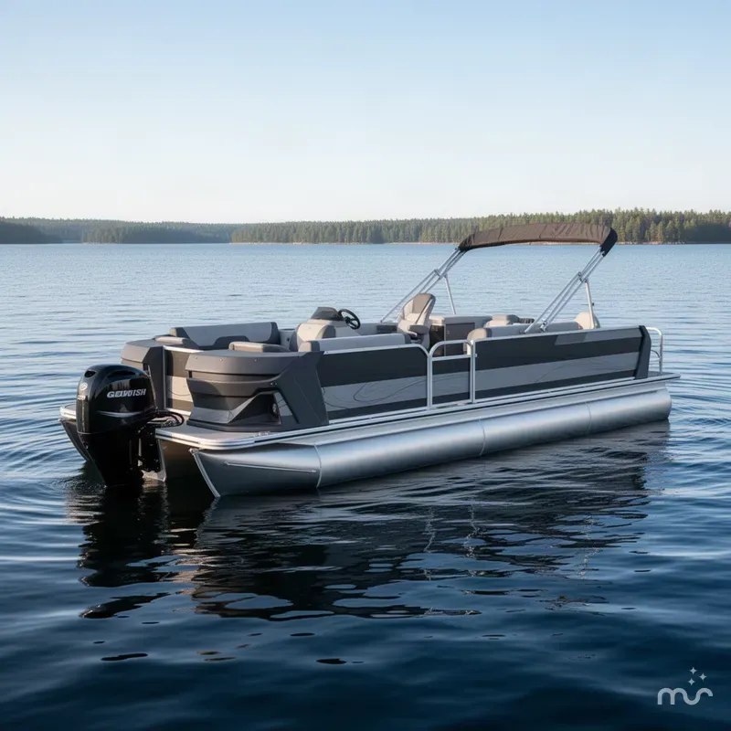 Slide: The Image of Tahoe GEOfish 115HP 2385 Rear Fish Pontoon 2026 - 2